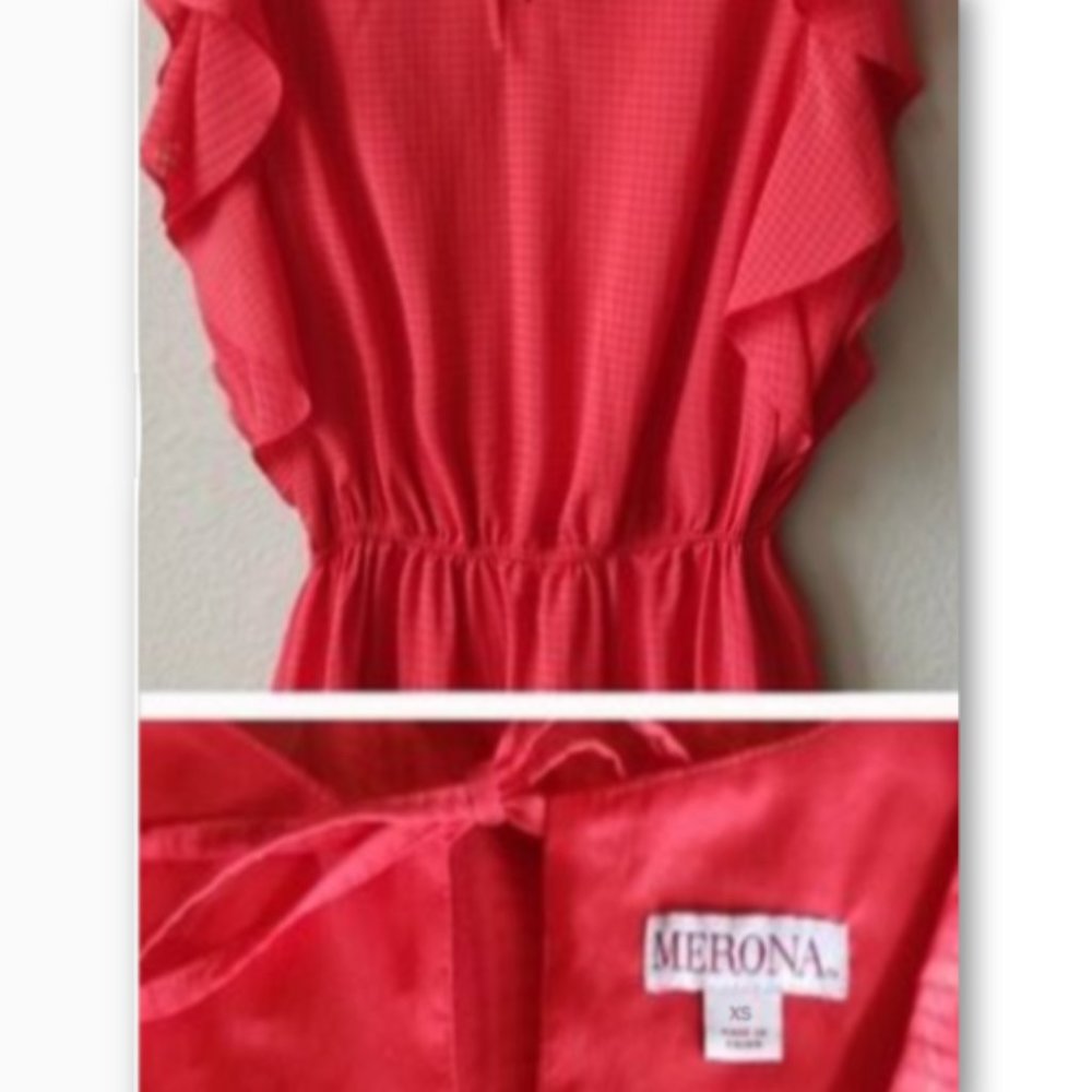 Women's Ruffle Sleeve Check Patterned Dress XS - Picture 3 of 6